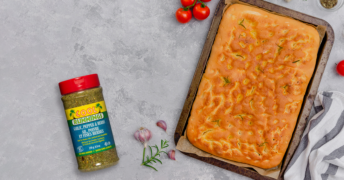 Garlic and Herbs Focaccia – Cool Runnings Foods CA